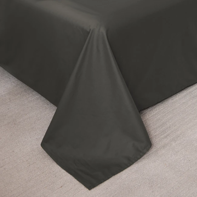 PRZEŚCIERADŁO BAWEŁNIANE BEZ GUMKI 190x250 CIEMNO SZARE 100% Bawełna