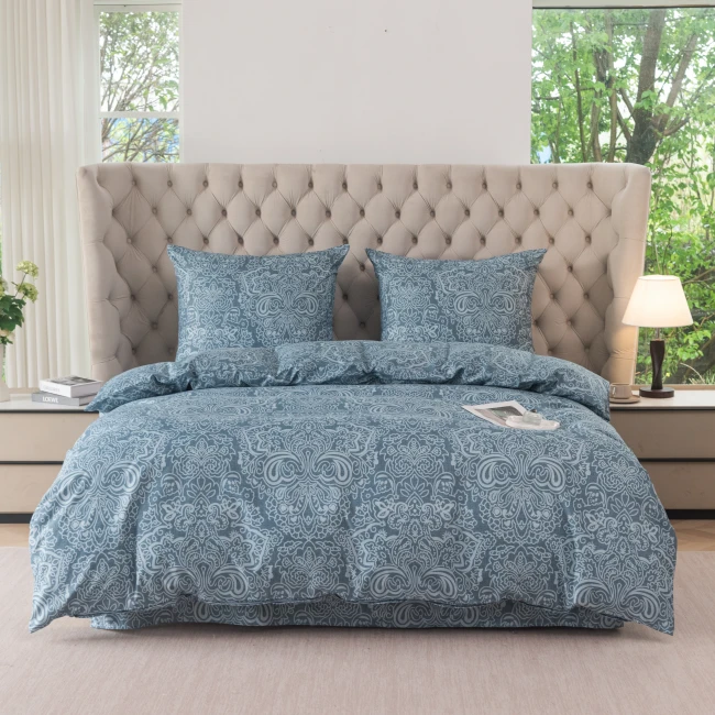 Posciel bawelniana 140x200 kwiaty jasnonienieska cotton market