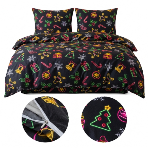 Komplet Poscieli Dwuosobowej Swieta Neon z 2 Poszewkami 70x80 bawelna 100% super jakosc dziecieca swiateczna