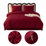 Komplet Pościeli Bordo Dwuosobowej     220x200 z 2 Poszewkami 70x80 