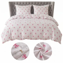 Komplet Pościeli 160x200 z 2 Poszewkami 70x80 w Kokardki PINK BOWS