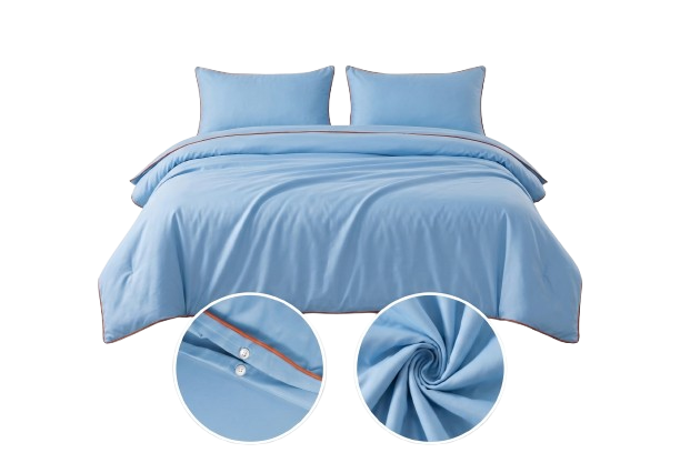 Posciel basic blekit lamowka pomaranczowa nowoczesna-blekitna-posciel-220x200-z-pomaranczowa-lamowka-cotton-market