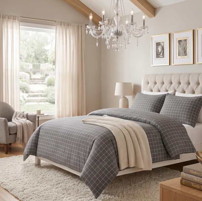 POSCIEL BAWELNIANA 220 x200 kratka  BAWELNA COTTON MARKET SUPER JAKOSC