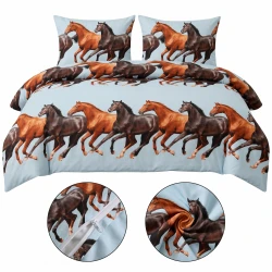 Komplet pościeli  Dwuosobowej HORSE 200x200 + 2 70x80