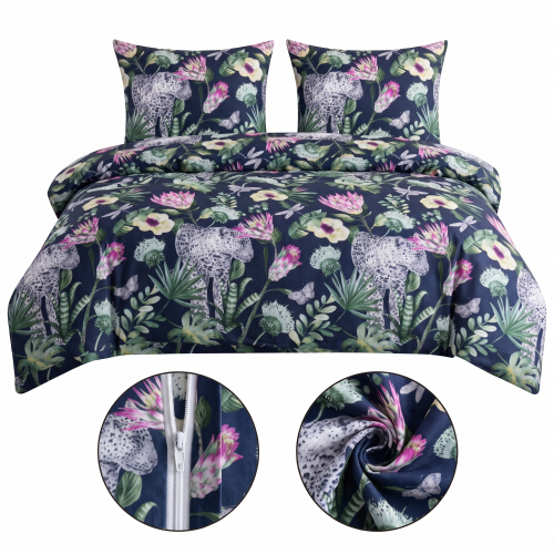 posciel 3d bawelniana kwiaty kolorowa kolorowa-posciel-3d-200x200-kwiaty-garden-cotton-market-pantera zwierze kwiaty liscie 3