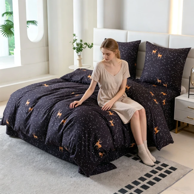 Posciel premium goat renifer  200 x200 COTTON MARKET SUPER JAKOSC mikrowlokno komplet poscieli