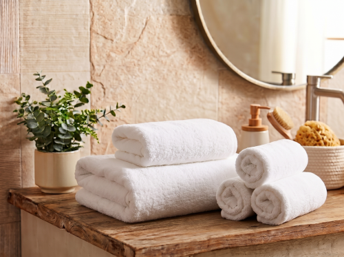 ZESTAW RECZNIKOW 70X140 + 50X100 white BAWELNA BIALY 2 SZT KOMPLET DO DOMU. DO HOTELU -1